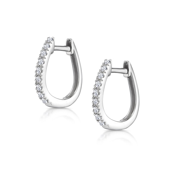 Huggie Earrings 0.11ct Diamond 9K White Gold - Image 2