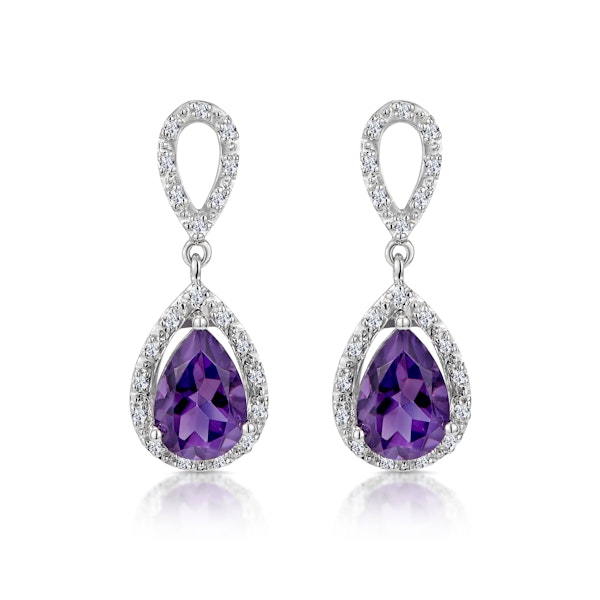 Amethyst 2.47CT And Diamond 9K White Gold Earrings - Image 1