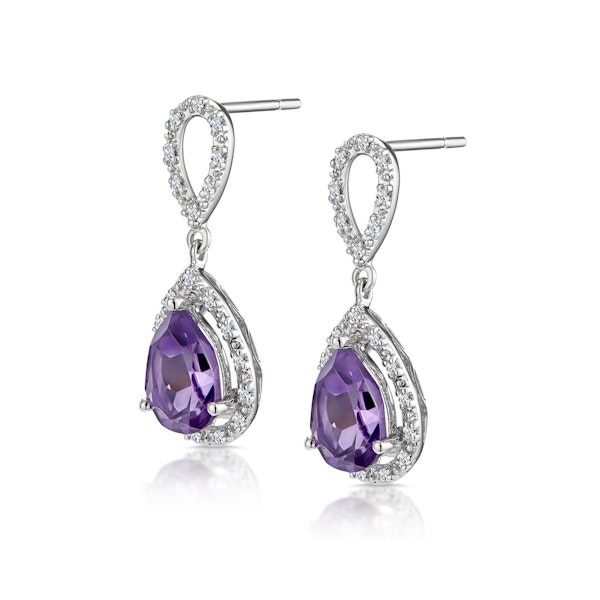 Amethyst 2.47CT And Diamond 9K White Gold Earrings - Image 2