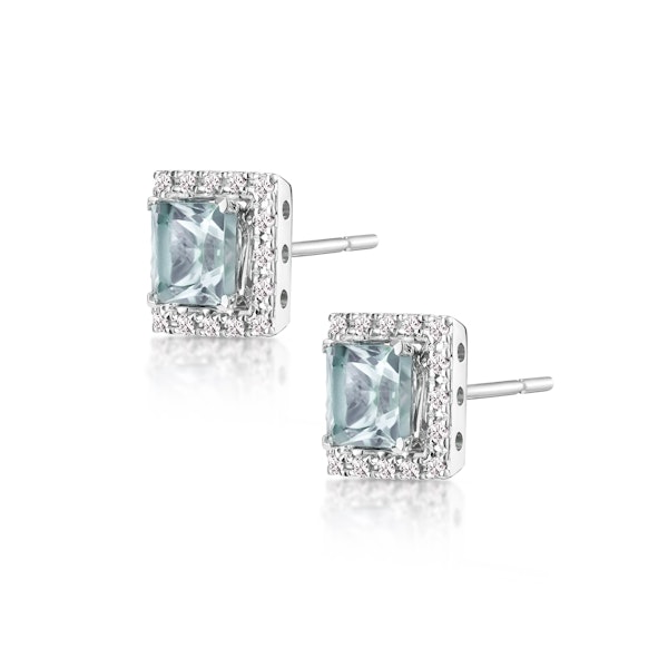 Aquamarine 1.90CT And Diamond 9K White Gold Earrings - Image 2