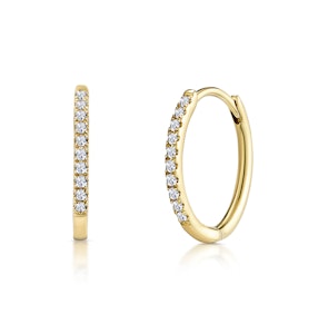Stellato Diamond Encrusted Huggie Earrings 0.09ct in 9K Gold