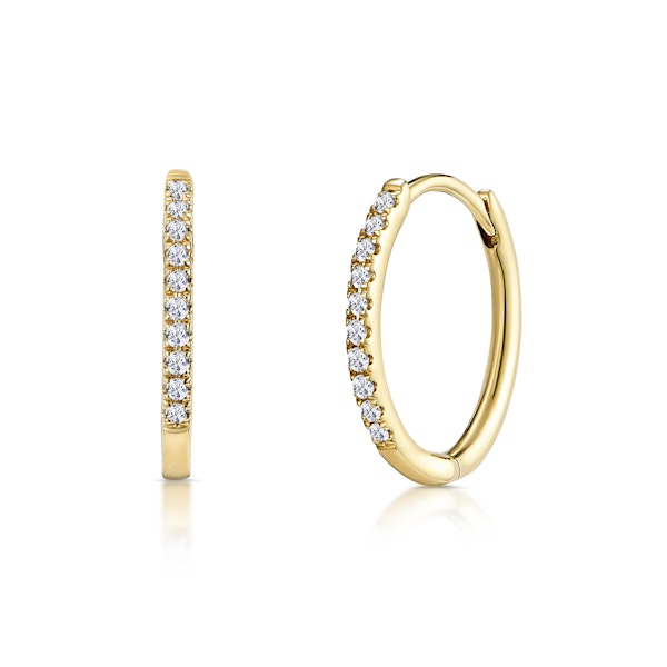 Stellato Diamond Encrusted Huggie Earrings 0.09ct in 9K Gold - Image 1