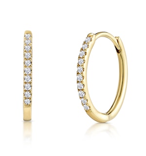 Stellato Diamond Encrusted Hoop Earrings 0.09ct in 9K Gold