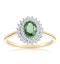 Green Sapphire 7 x 5mm And Diamond 9K Yellow Gold Ring - image 2