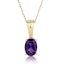 Amethyst 7 x 5mm 9K Yellow Gold Pendant Necklace - image 1
