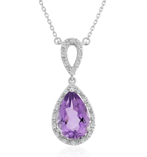Amethyst 2.78CT And Diamond 9K White Gold Necklace