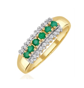 Emerald 0.38ct And Diamond 9K Gold Ring