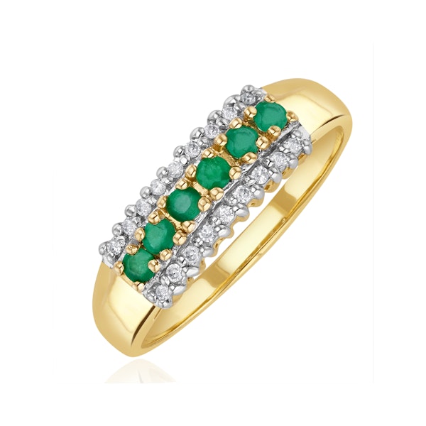 Emerald 0.38ct And Diamond 9K Gold Ring - Image 1
