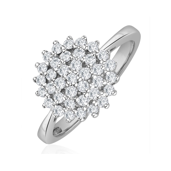 Diamond Cluster Ring 0.50ct Set In 9K White Gold - Image 1