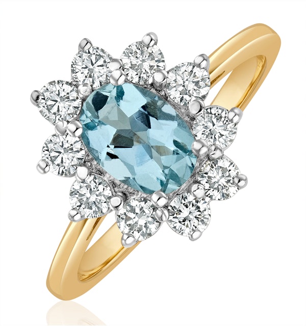 Aquamarine 0.70ct and Diamond 0.50ct 18K Gold Ring - image 1