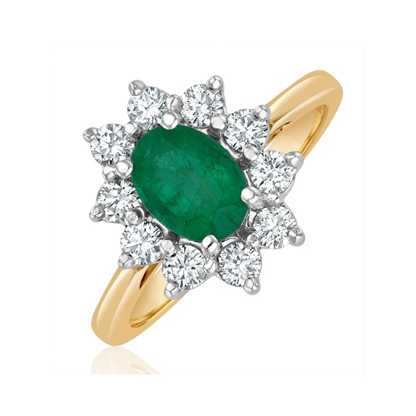 Emerald 0.70ct And Diamond 0.50ct 18K Gold Ring - Image 1