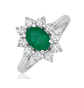Emerald 0.70ct And Diamond 18K White Gold Ring FET25-GY