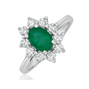 Emerald 0.70ct And Diamond 18K White Gold Ring FET25-GY
