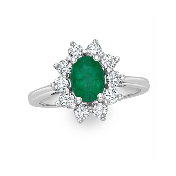 Emerald 0.70ct And Diamond 18K White Gold Ring FET25-GY - Image 2