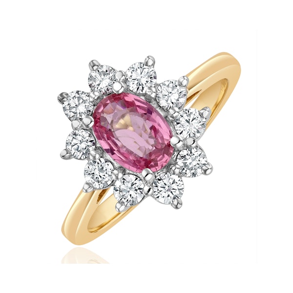 18K Gold 0.50ct Diamond and 1.05ct Pink Sapphire Ring - Image 1