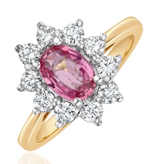 18K Gold 0.50ct Diamond and 1.05ct Pink Sapphire Ring