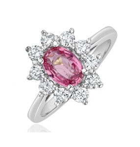 18K White Gold 0.50ct Diamond and 1.05ct Pink Sapphire Ring