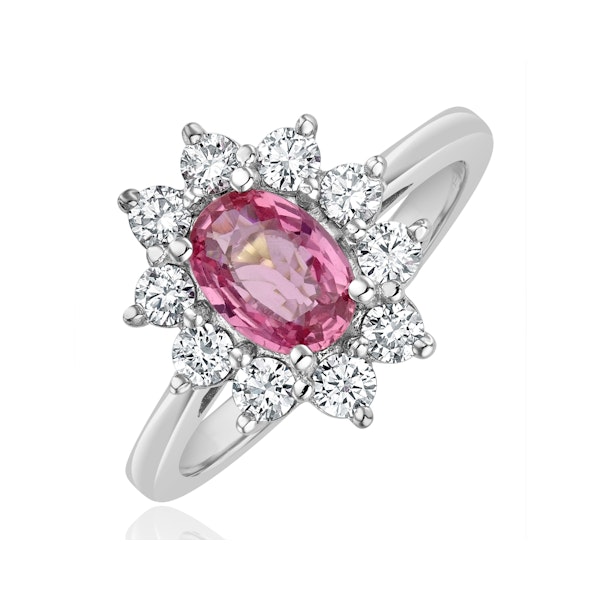 18K White Gold 0.50ct Diamond and 1.05ct Pink Sapphire Ring - Image 1