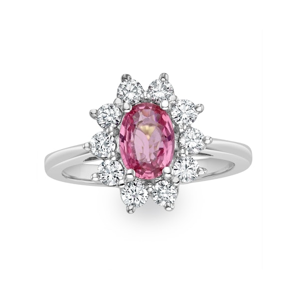 18K White Gold 0.50ct Diamond and 1.05ct Pink Sapphire Ring - Image 2