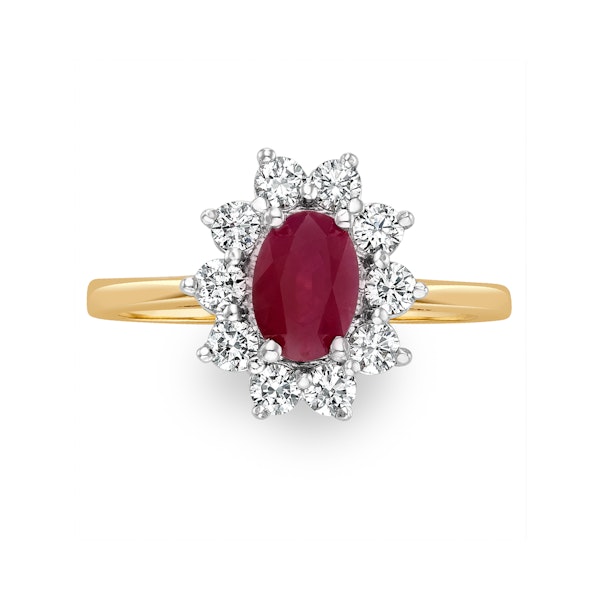 Ruby 1.15ct And Diamond 0.50ct 18K Gold Ring FET25-T - Image 2