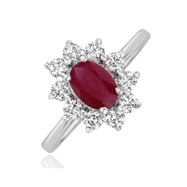 Ruby 1.15ct And Diamond 0.50ct 18K White Gold Ring - Image 1