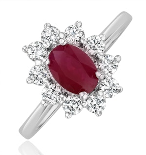 Ruby 1.15ct And Diamond 0.50ct 18K White Gold Ring