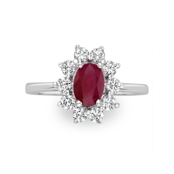 Ruby 1.15ct And Diamond 0.50ct 18K White Gold Ring - Image 2