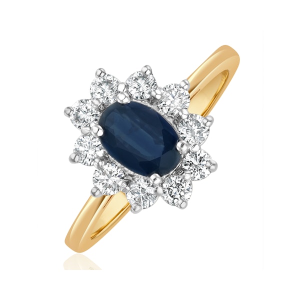 Sapphire 0.80ct And Diamond 0.50ct 18K Gold Ring - Image 1