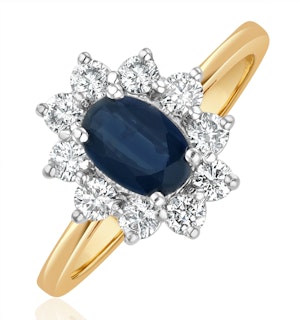 Sapphire 0.80ct And Diamond 0.50ct 18K Gold Ring