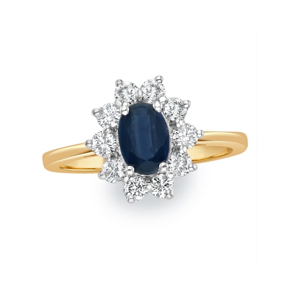Sapphire 0.80ct And Diamond 0.50ct 18K Gold Ring - Image 2