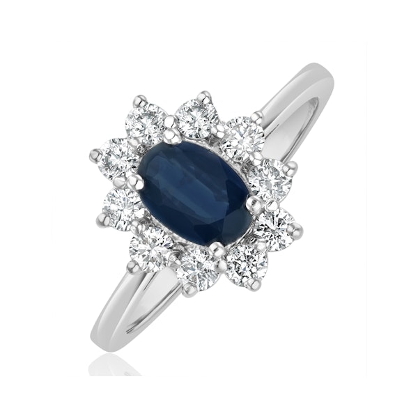 Sapphire 0.80ct And Diamond 0.50ct 18K White Gold Ring - Image 1