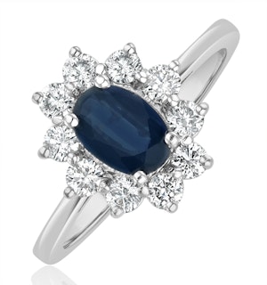 Sapphire 0.80ct And Diamond 0.50ct 18K White Gold Ring