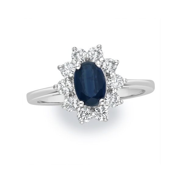 Sapphire 0.80ct And Diamond 0.50ct 18K White Gold Ring - Image 2