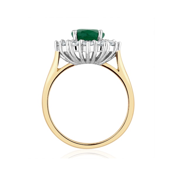Emerald 1.95CT And Diamond 1.00ct Cluster Ring Set in Platinum - Image 3