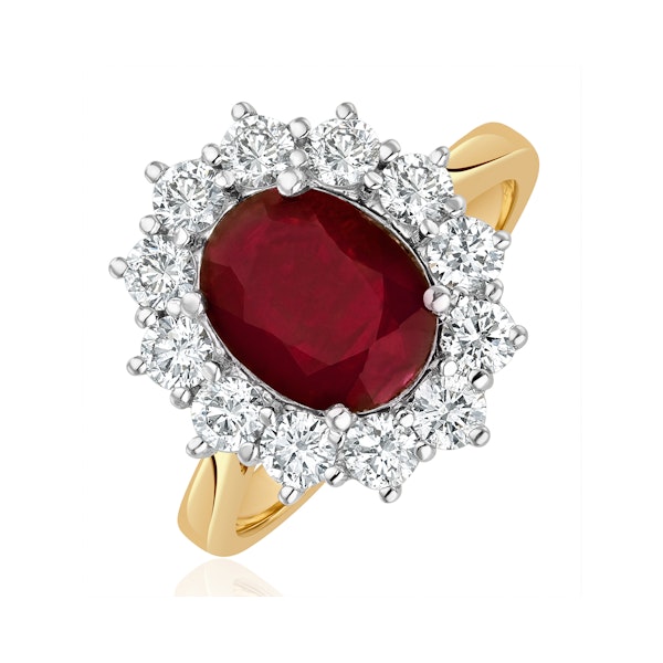 Ruby 2.40ct And Diamond 1.00ct Cluster Ring in 18K Gold - Image 1