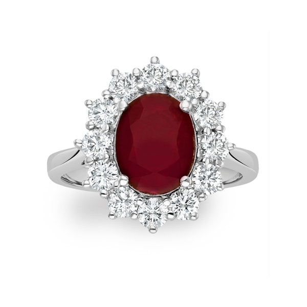 Ruby 2.40ct And Diamond 1.00ct Cluster Ring Set in Platinum - Image 2