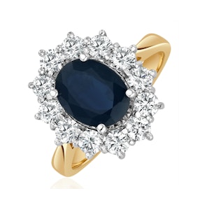Sapphire 2.3ct And Diamond 1ct Cluster Ring in 18K Gold