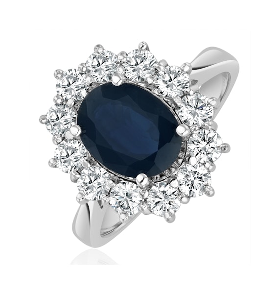 Sapphire 2.3ct And Diamond 1ct Cluster Ring in Platinum - Image 1