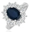 Sapphire 2.3ct And Diamond 1ct Cluster Ring in 18K White Gold - image 1