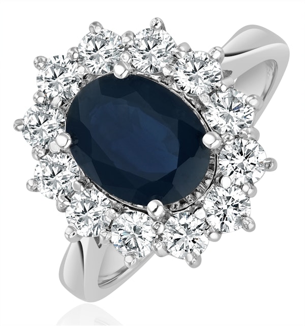 Sapphire 2.3ct And Diamond 1ct Cluster Ring in Platinum - image 1