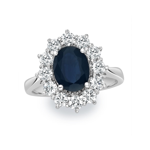 Sapphire 2.3ct And Diamond 1ct Cluster Ring in 18K White Gold - Image 2
