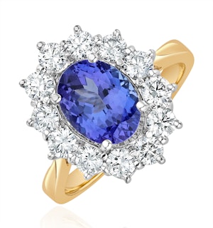 Tanzanite 1.7ct And Diamond 1ct Cluster Ring in 18K Gold