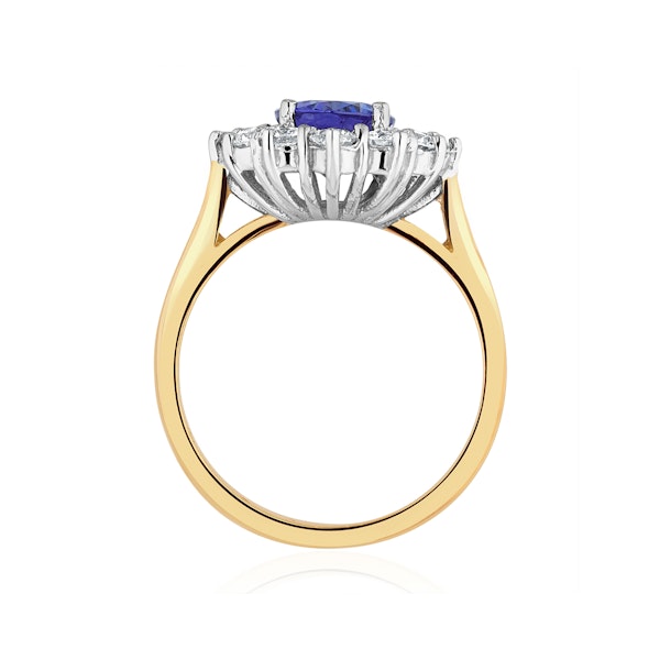 Tanzanite 1.7ct And Lab Diamond 1ct Cluster Ring in 18K Gold - Image 3