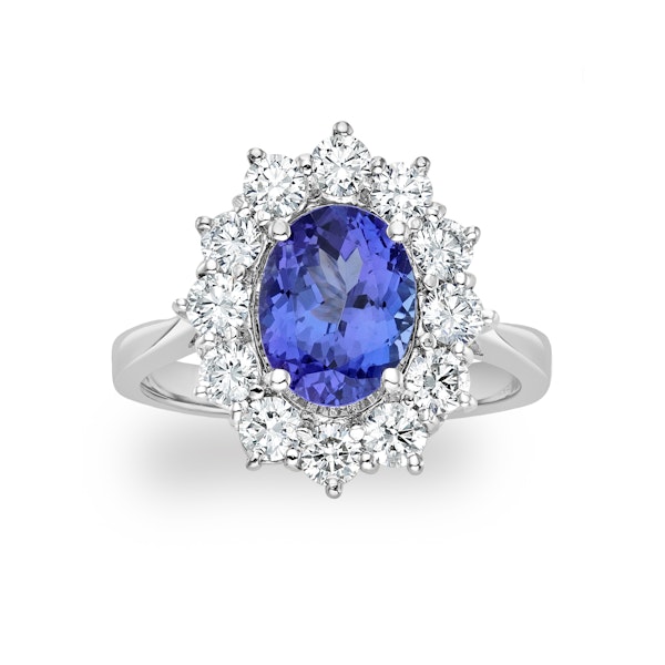 Tanzanite 1.7ct And Lab Diamond 1ct Cluster Ring in 18K White Gold - Image 2