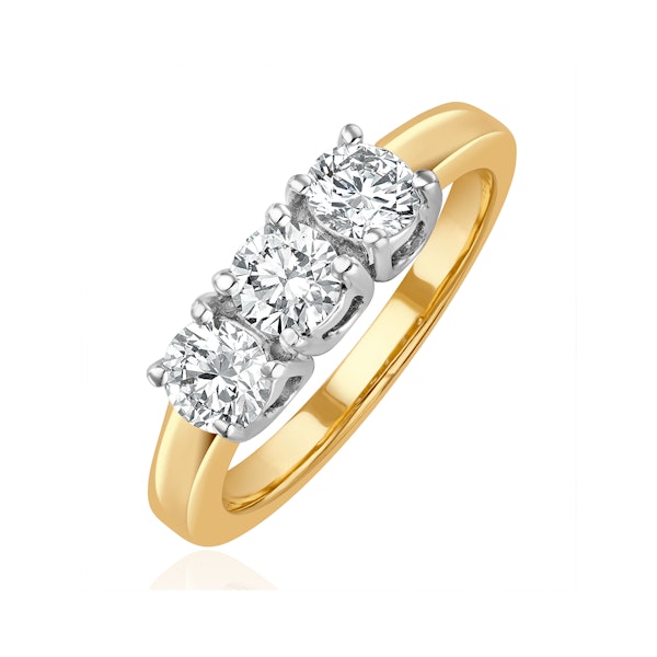Chloe 18K Gold 3 Stone Diamond Ring 1.00CT H/SI - Image 1