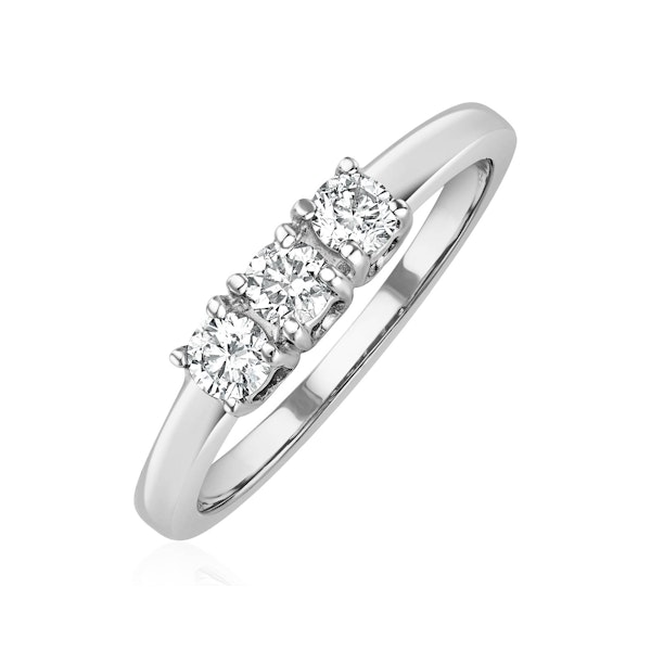 Chloe 18K White Gold 3 Stone Diamond Ring 0.30CT - Image 1