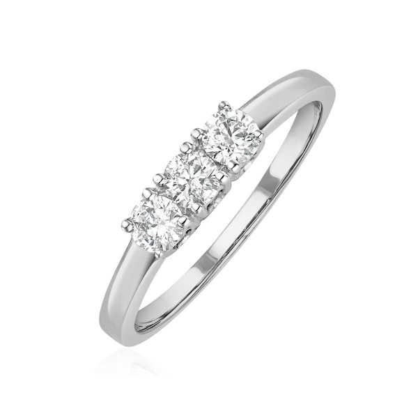 Chloe 18K White Gold 3 Stone Diamond Ring 0.50CT H/SI - Image 1