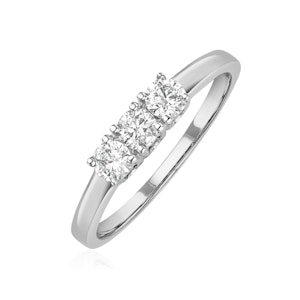 Chloe 18K White Gold 3 Stone Diamond Ring 0.50CT