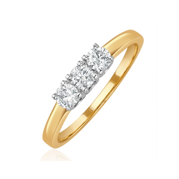 Chloe 18K Gold 3 Stone Diamond Ring 0.50CT H/SI - Image 1