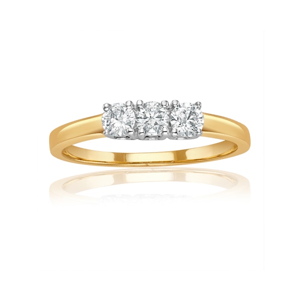 Chloe 18K Gold 3 Stone Diamond Ring 0.50CT H/SI - Image 2